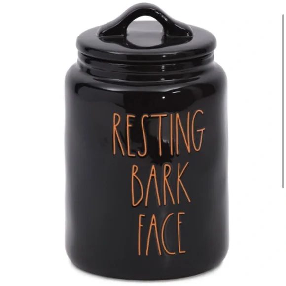 Rae Dunn Dog Rae Dunn Canister Resting Bark Face Black W Lid